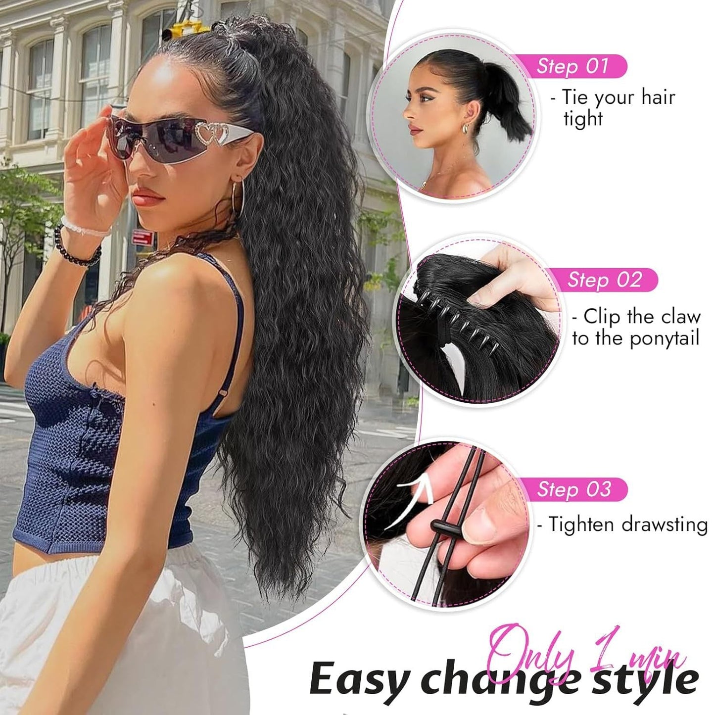 30-inch long wavy gradient hair extensions