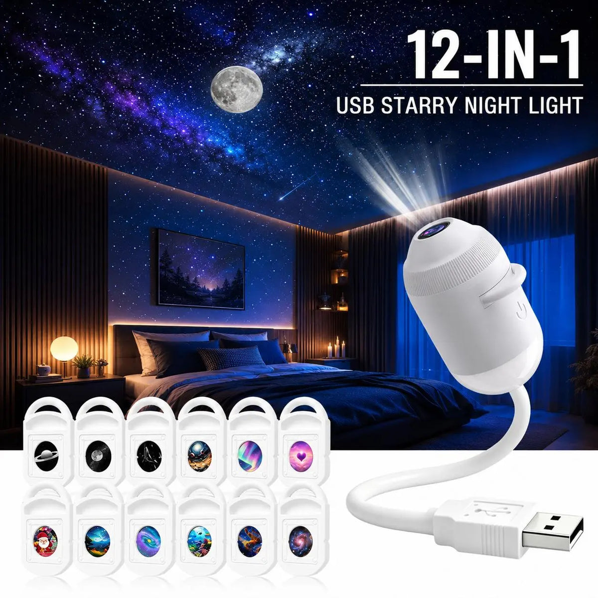 ✨Plug-&-Play HD StarProjector - 24 Galaxy,Butterfly & Ocean Scenes