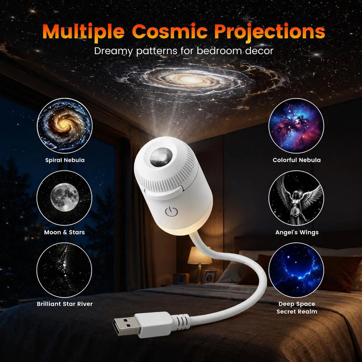 ✨Plug-&-Play HD StarProjector - 24 Galaxy,Butterfly & Ocean Scenes