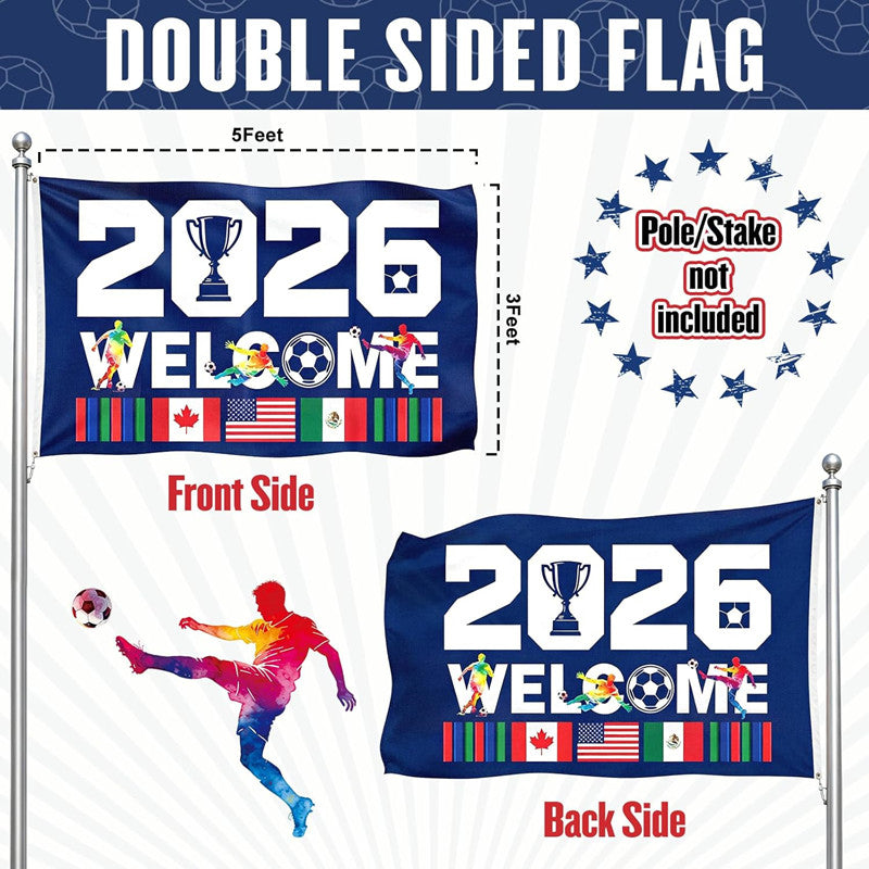 3 Ply 2026 World Soccer Cup Flag -- 3x5 Ft