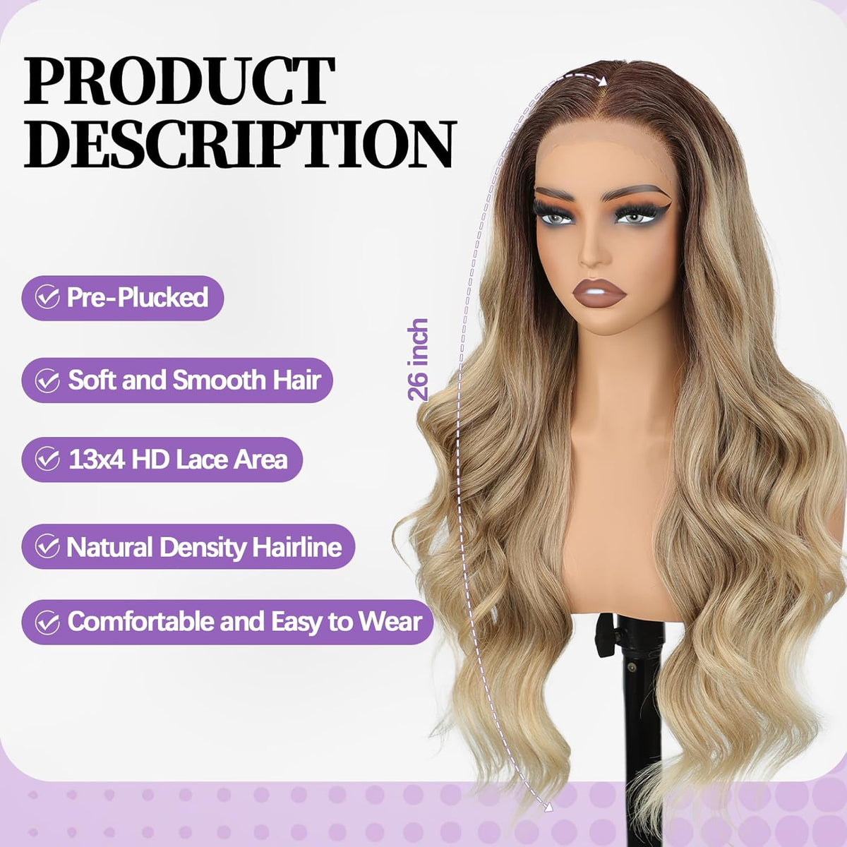 26-inch long gradient wavy wig