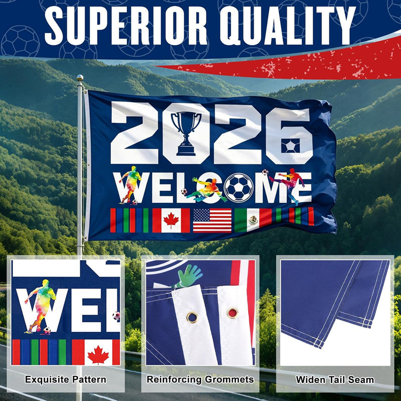 3 Ply 2026 World Soccer Cup Flag -- 3x5 Ft