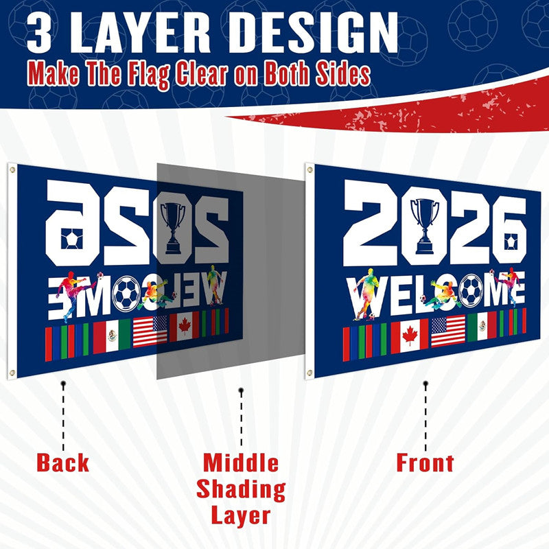 3 Ply 2026 World Soccer Cup Flag -- 3x5 Ft