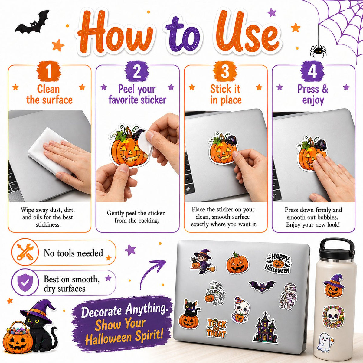 🎃 Holographic Halloween Sticker Pack — Add Spooky Sparkle Everywhere! 👻✨