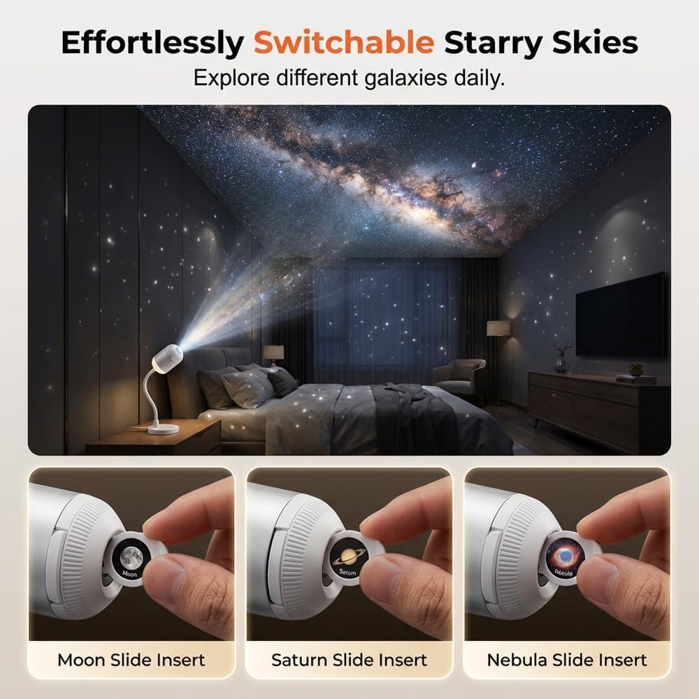 ✨Plug-&-Play HD StarProjector - 24 Galaxy,Butterfly & Ocean Scenes