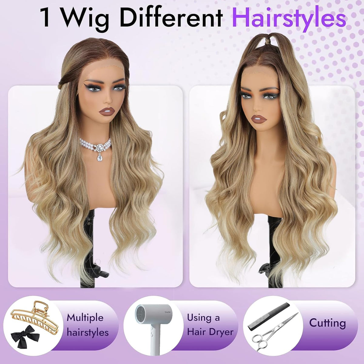 26-inch long gradient wavy wig