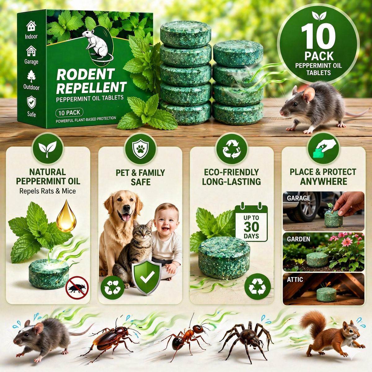 🟢 50% OFF | Natural Peppermint Rodent Repellent Balls (12 Pack) 🌿 Safely Keep Rats, Mice & Pests Away