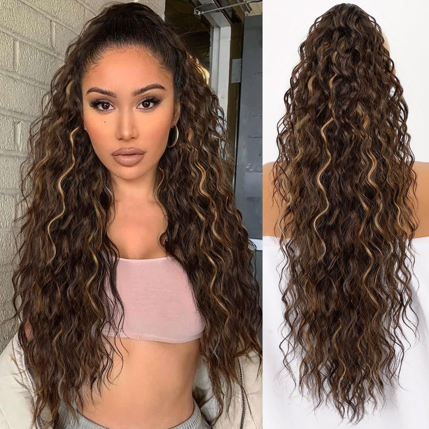 30-inch long wavy gradient hair extensions