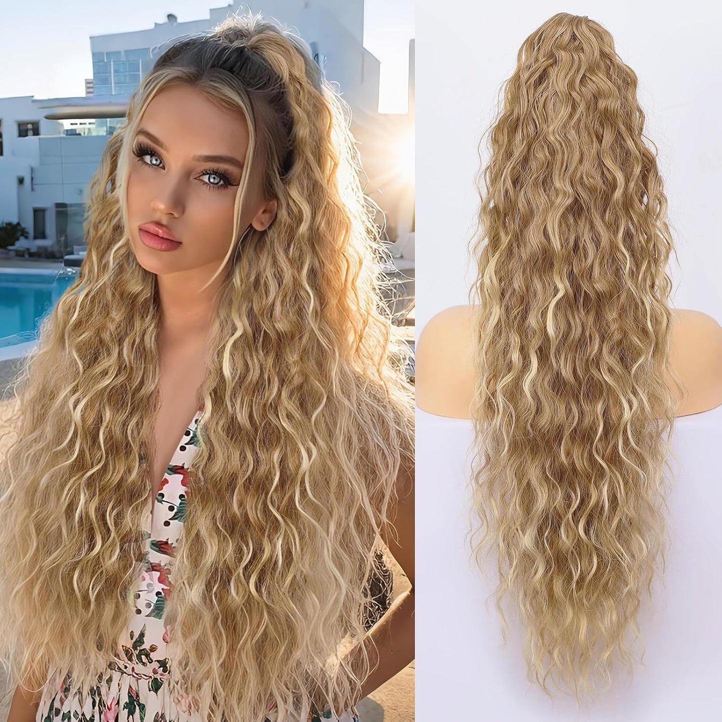 30-inch long wavy gradient hair extensions