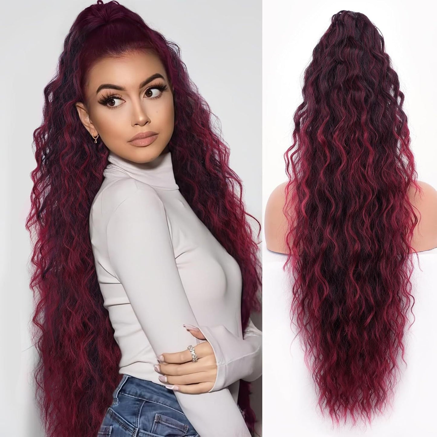 30-inch long wavy gradient hair extensions