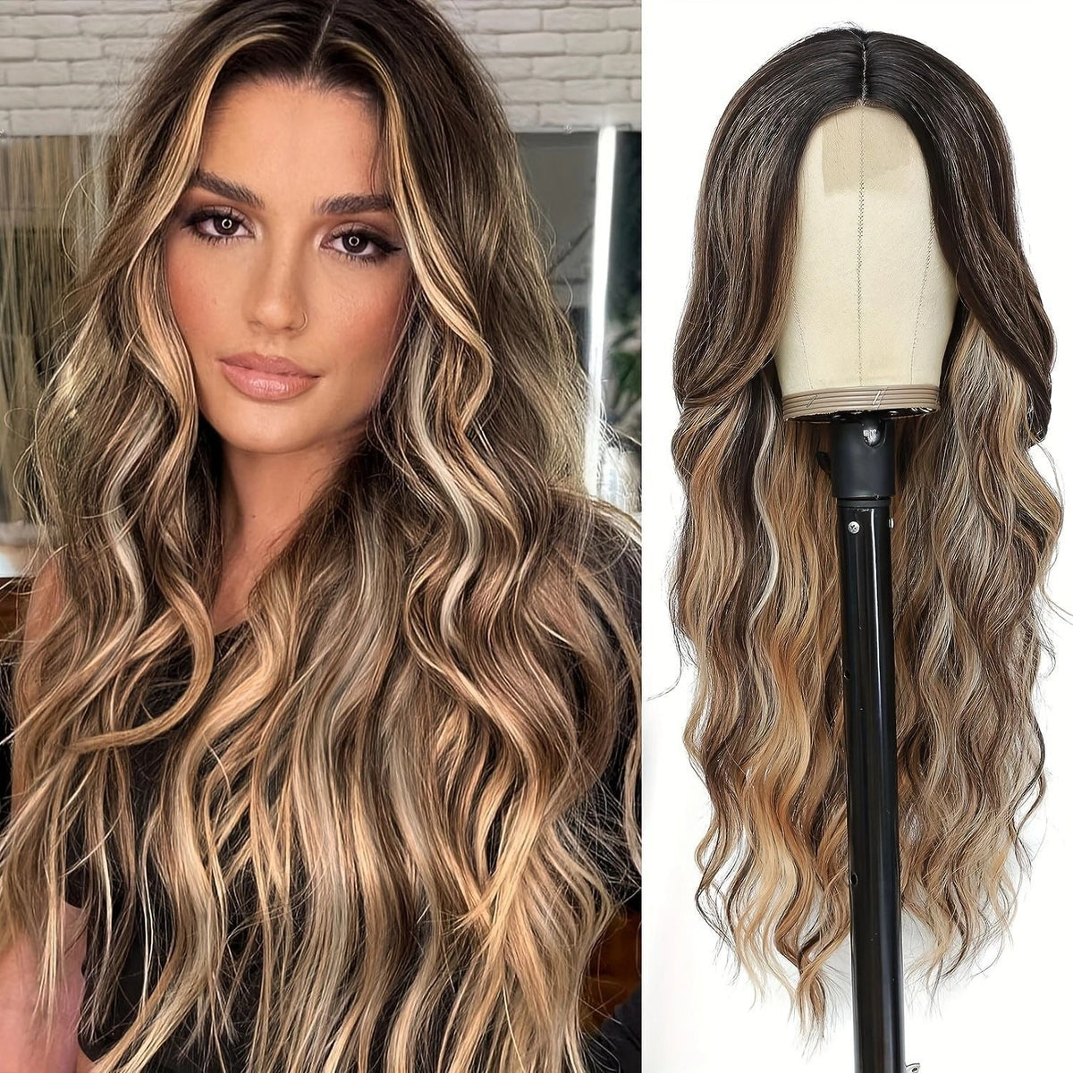 26-inch long gradient wavy wig